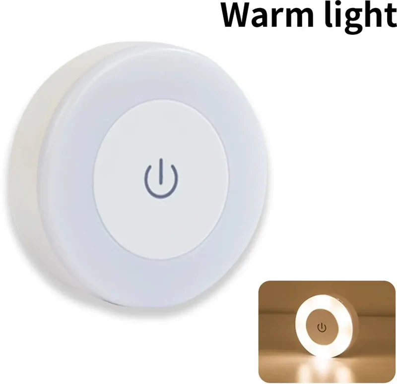 Touch-Dimmable Rechargeable LED Puck Night Light - Magnetic Mount, USB Charging