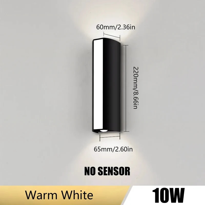 Modern Linear LED Wall Light - 10W, IP66 Waterproof, Up-and-Down Illumination