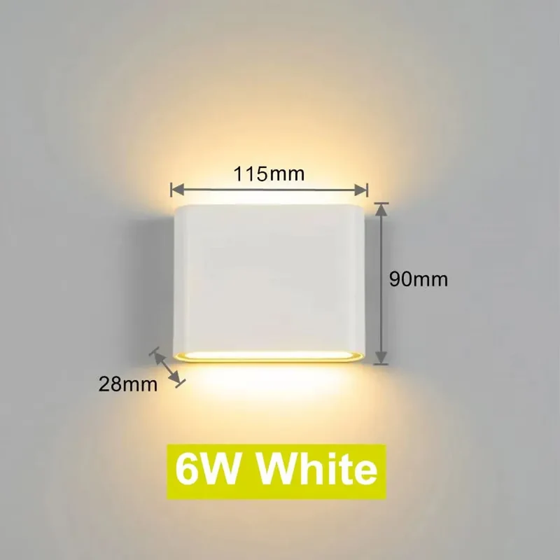 Rectangular LED Wall Light - Up-and-Down Beam, Aluminum Body, IP65 Waterproof