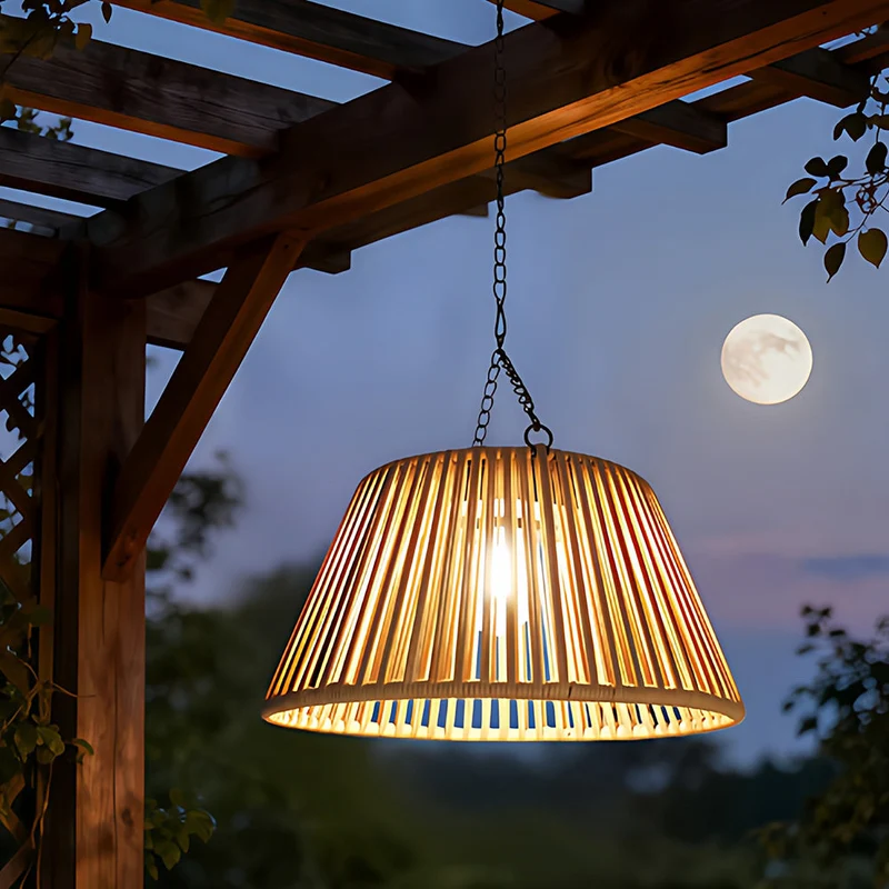 Vintage Rieten Solar Hanglamp | Hanglamp Voor Tuin En Buiten