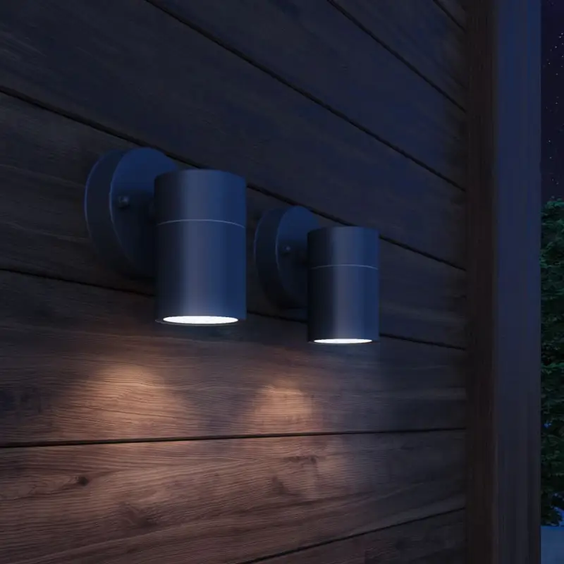 Buitenverlichting Wandlampenset met roestvrij staal en helder glas levering bevat