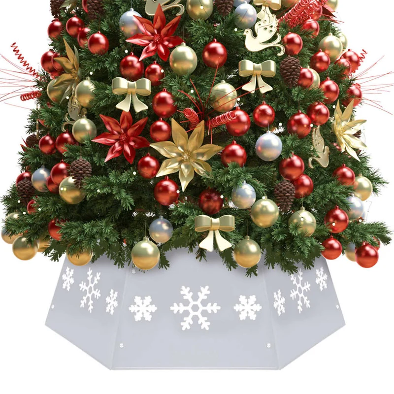 vidaXL Kerstboomrok Ø68x25 cm zilverkleurig en wit
