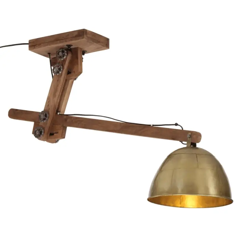 Industriële plafondlamp met massief mangohout en E27 fitting