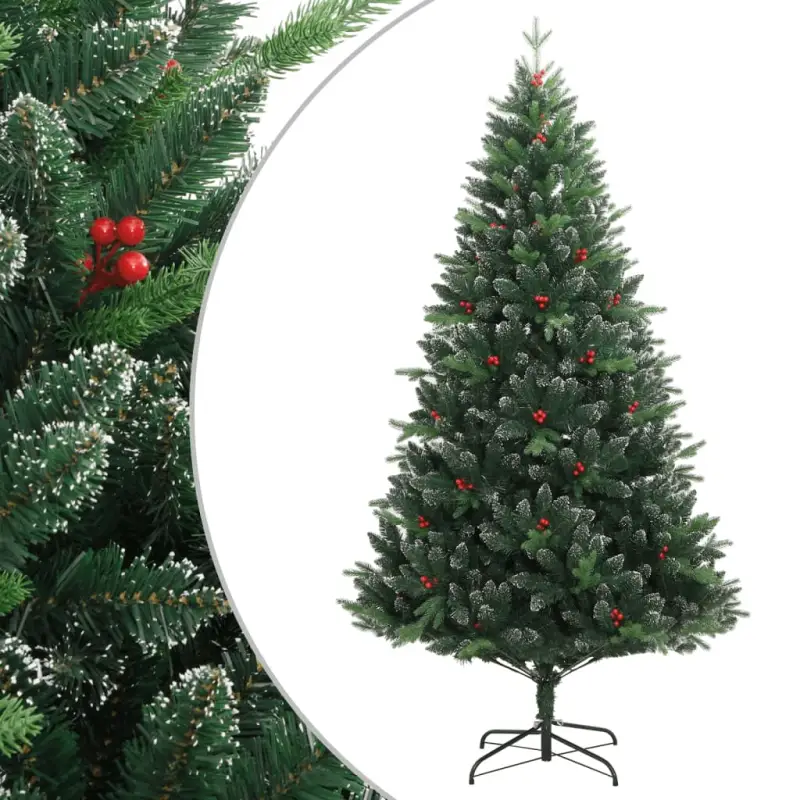 Levensechte kunstkerstboom met rode bessen en automatische takken