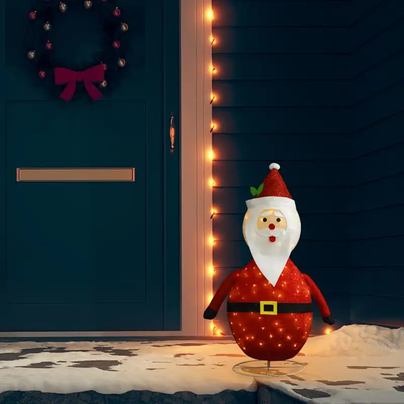 Kerstverlichting met Kerstman van dikke stof en lange verlengkabel