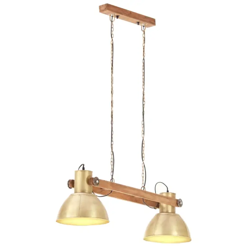 Hanglamp met verweerde bruine afwerking en antiek messingkleurige details