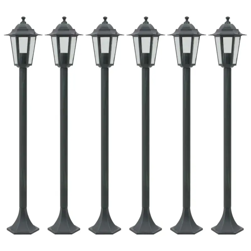Vijfdelige tuinlampenset met PVC lampenkap en duurzame levering bevat