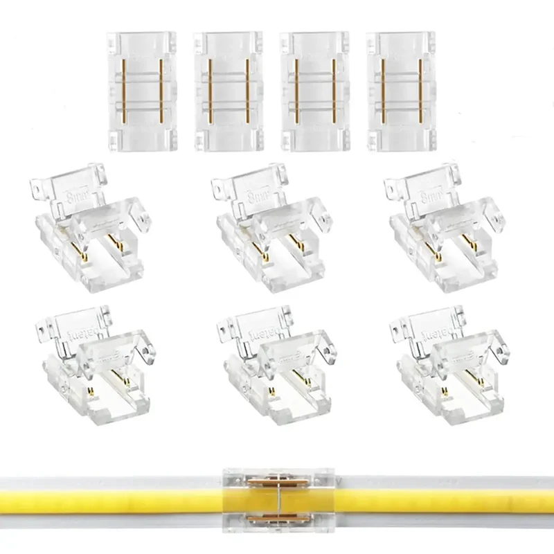 8mm COB/SMD LED Strip Lights Connector - Welding-Free, 12V/24V