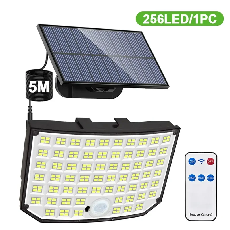 256-348 LEDs Integrated Solar Flood Light - Motion Sensor, IP65 Waterproof, 3 Modes