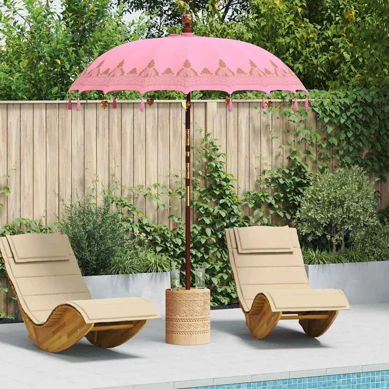 Balinese Parasol Roze 180-190 cm Katoen, massief hout