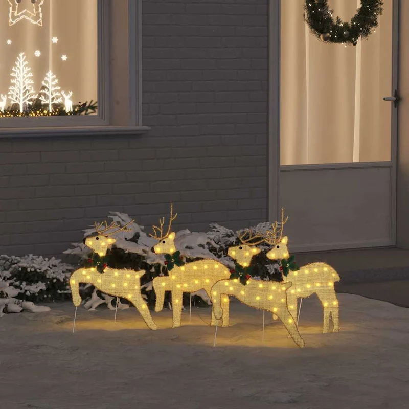 vidaXL LED Rendieren 4 pcs Goud 45 x 19 x 65 cm Stof