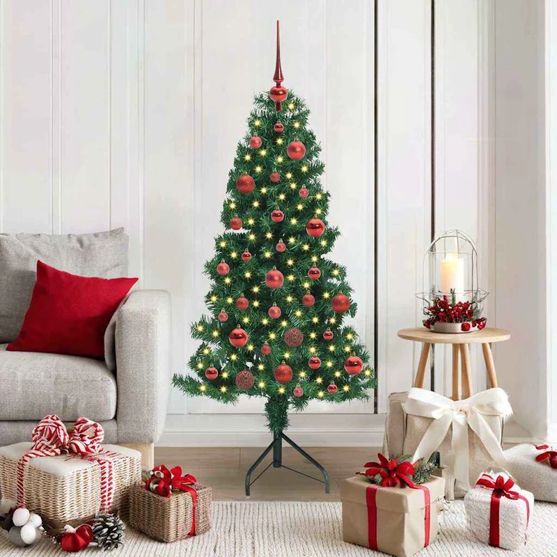 vidaXL Hoek Kunstkerstboom met 150 LED Groen 150 cm PVC en Metaal