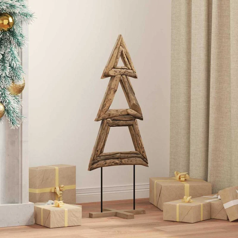 vidaXL Kerstboom met standaard Bruin 90 cm Massief teakhout