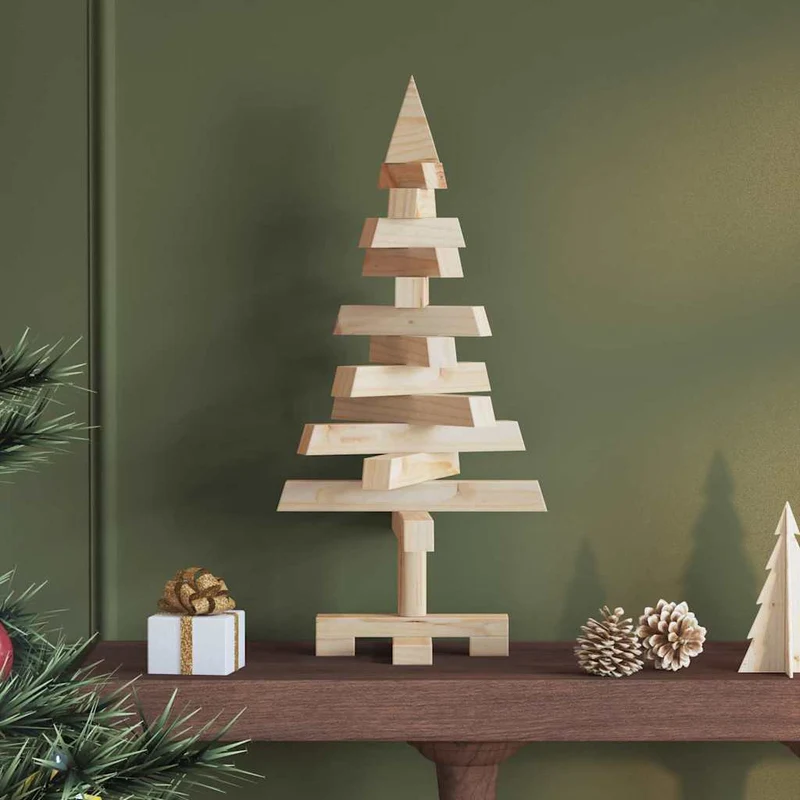 vidaXL Kerstbomen met standaard Naturel 60 cm Massief grenenhout