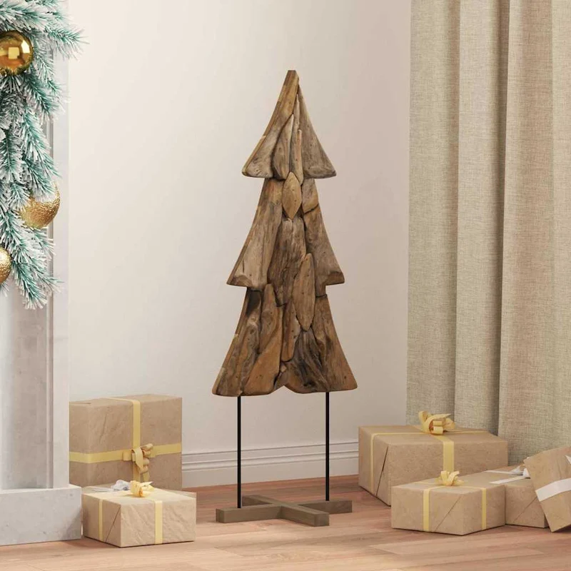 vidaXL Kerstboom met standaard Bruin 90 cm Massief teakhout