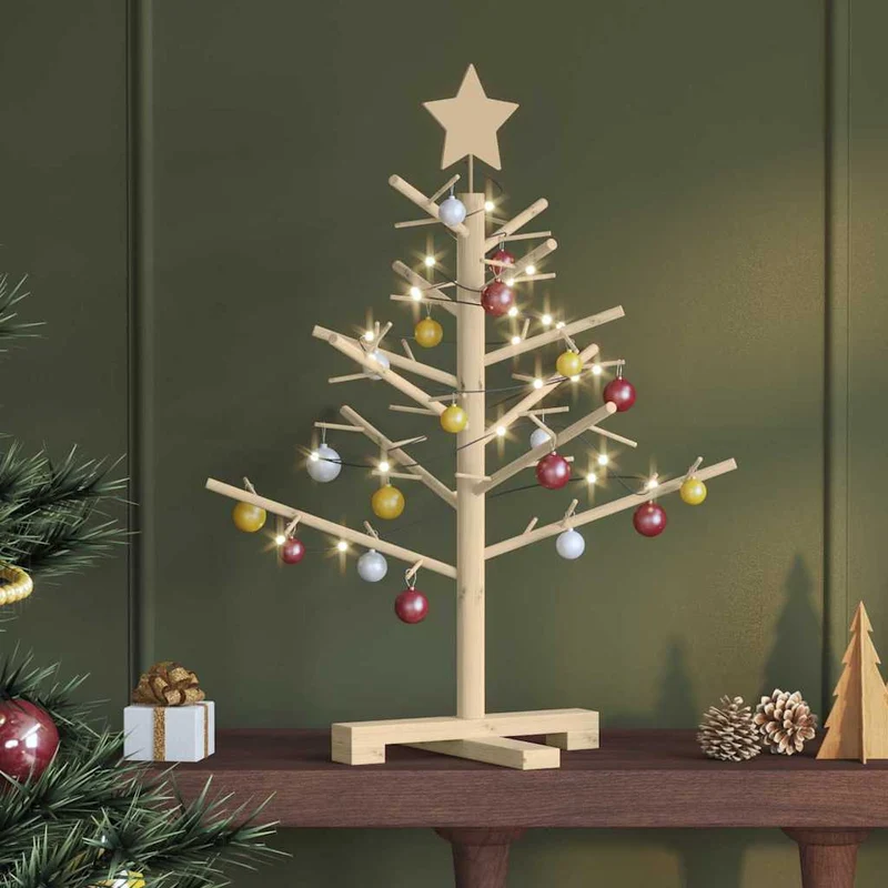 vidaXL Houten kerstboom met standaard Naturel 75 cm Massief grenenhout