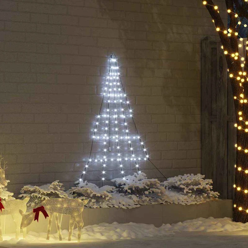 vidaXL LED Kerstboom met 112 LED met grondpennen Warmwit 182 cm Metaal
