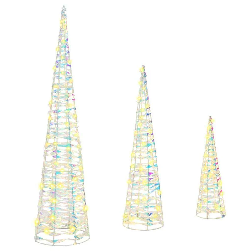 vidaXL Kerstboom met 90 LED 3 pcs Warmwit 20 x 20 x 80 cm PET