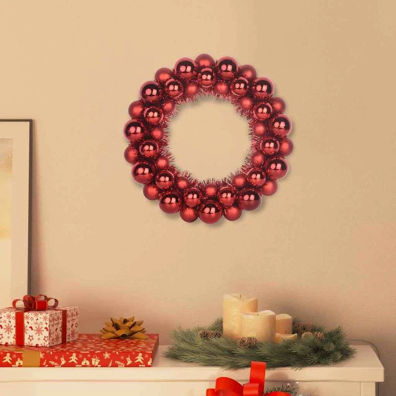 vidaXL Kerstbal Kransen 2 pcs Rood 33 x 33 x 7 cm Polystyreen