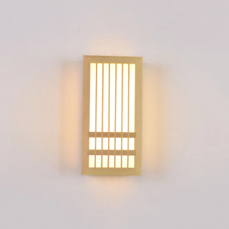 Moderne Houten LED Wandlamp met Beige en Acryl Accenten
