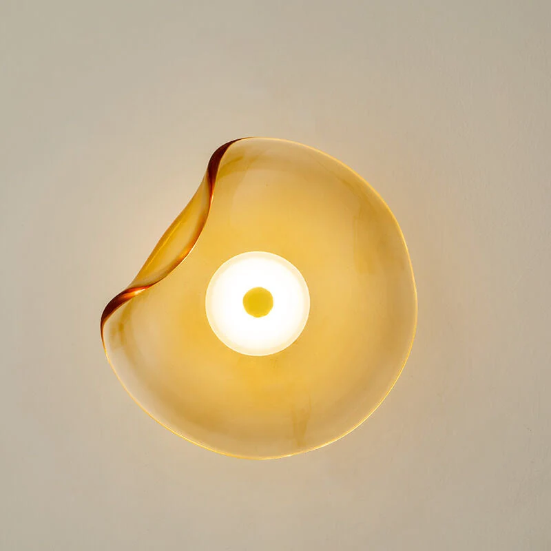 Moderne LED Wandlamp – Glas & IJzer in Grijs, Blauw of Amber