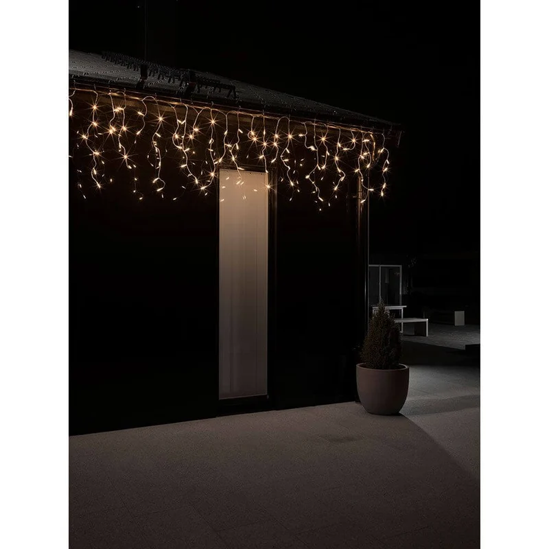 LED Eisregen Lichtervorhang 200 bernsteinfarbene Dioden IP44