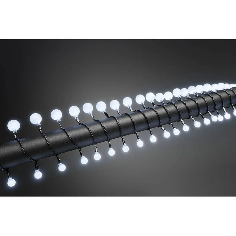 LED Globelichterkette kleine & große runde Dioden 80 Kaltweiße Dioden IP44