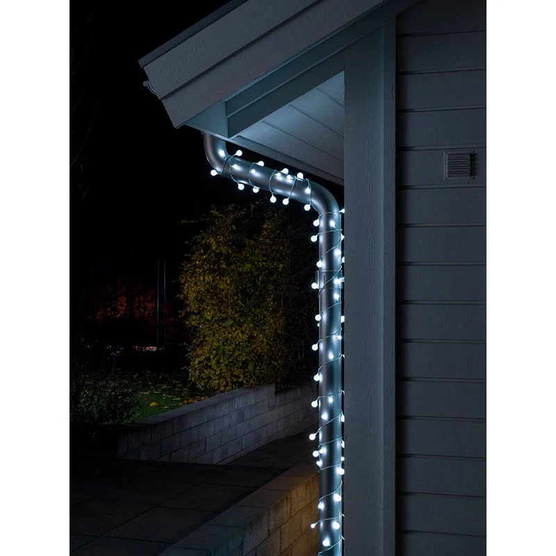 LED Globelichterkette kleine & große runde Dioden 80 Kaltweiße Dioden IP44