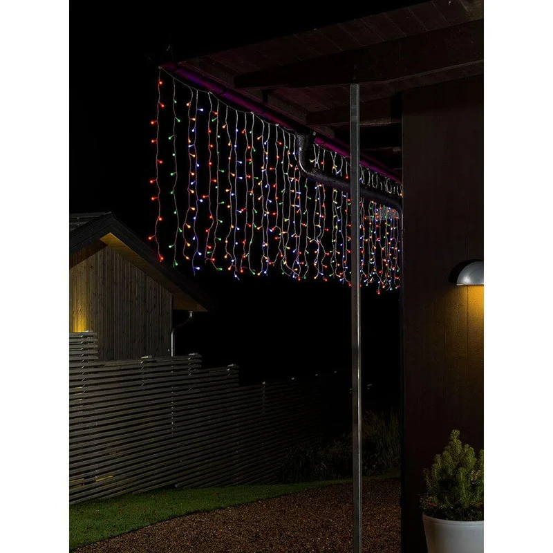 LED Lichtervorhang mit bunten Globes 200 bunte Dioden IP44