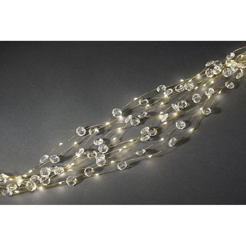 LED Diamantenlametta 26 Stränge mit 27 Dioden 702 Warmweiße Dioden goldfarbener Draht