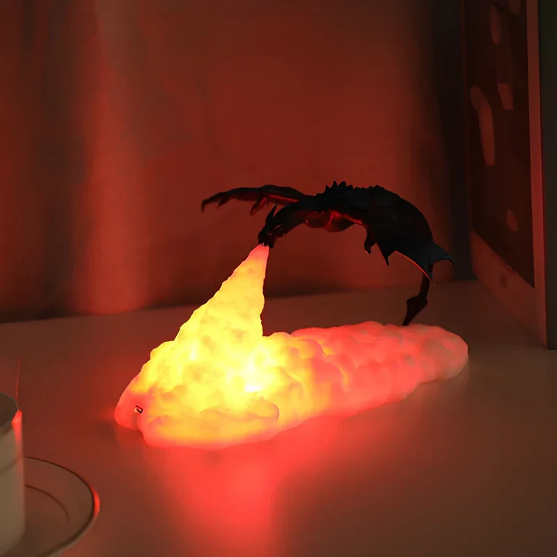 Draken Licht – Oplaadbare 3D Geprinte Draaklamp met Vurige Gloed