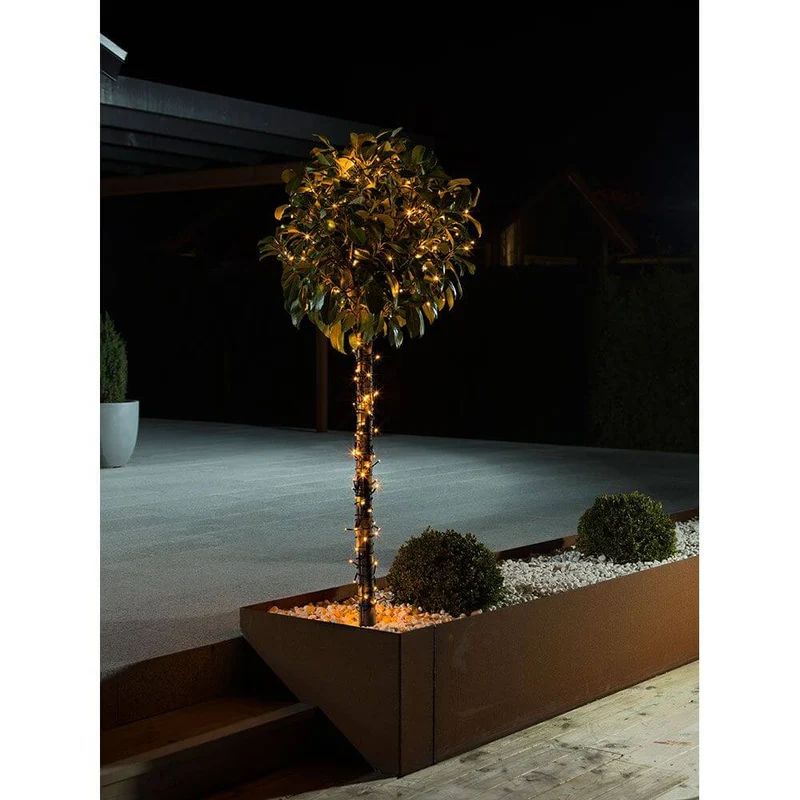 LED Lichterkette mit Glimmereffekt 120 bernsteinfarbene Dioden (60 glimmend) IP44