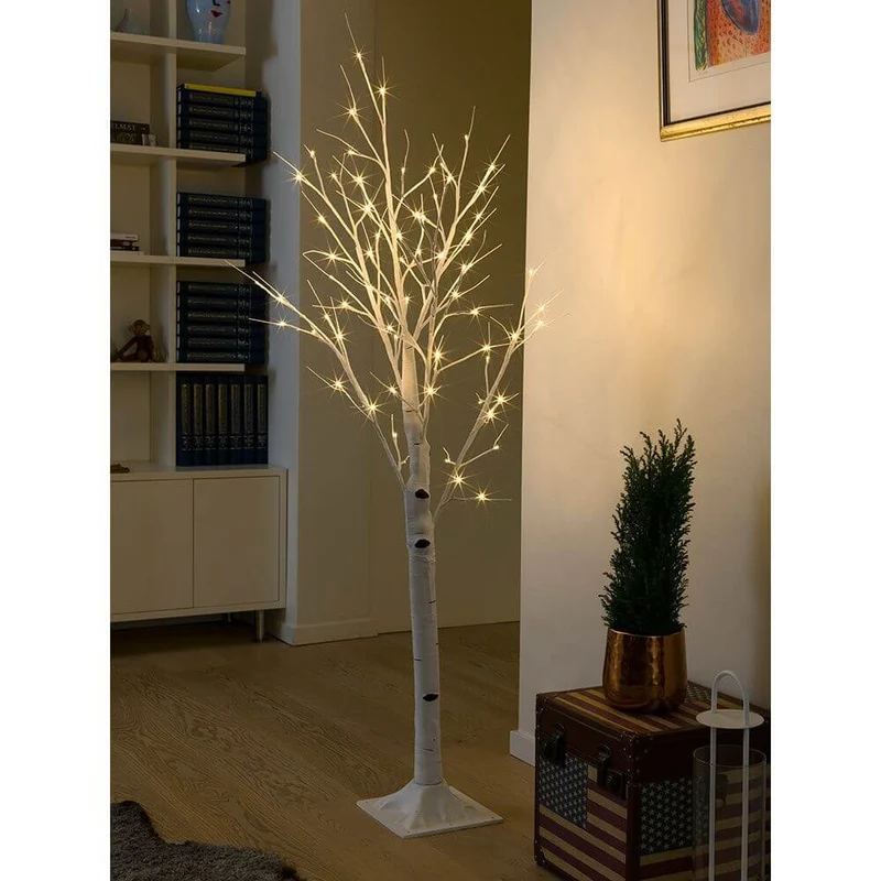 LED Birke mittel weiß 72 Warmweiße Dioden