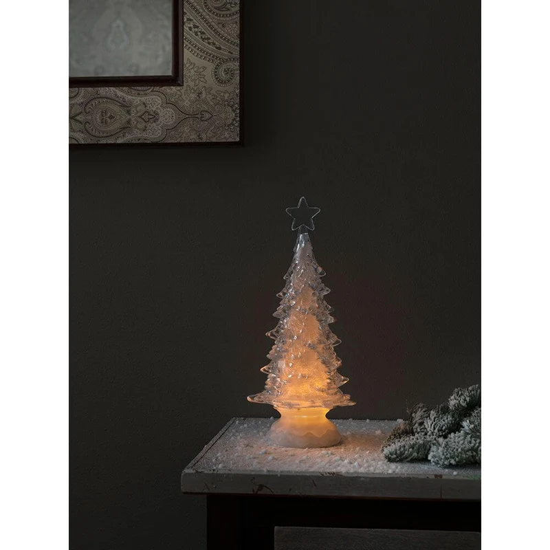 LED Acryl Weihnachtsbaum rotierend 3 Warmweiße Diode batteriebetrieben