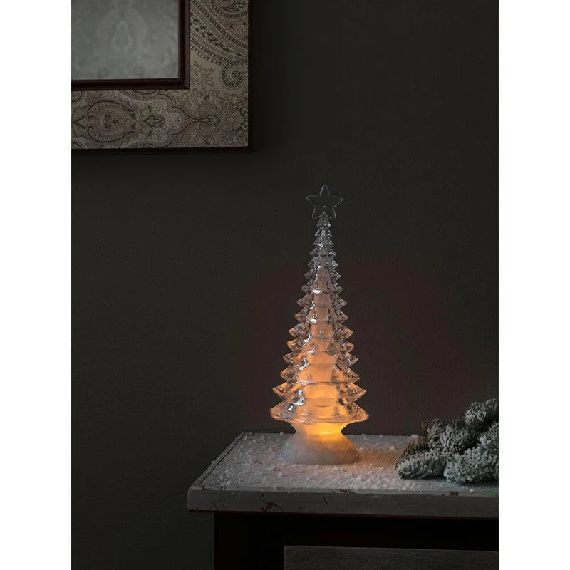 LED Acryl Weihnachtsbaum rotierend 3 Warmweiße Diode batteriebetrieben