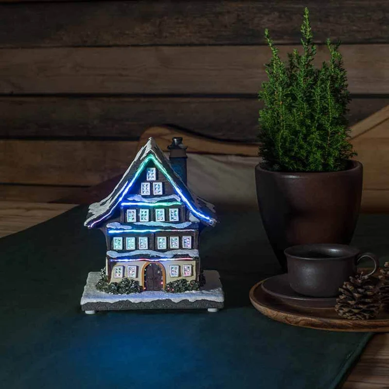 LED Winterhaus batteriebetrieben & 3 mehrfarbigen Leuchtdioden