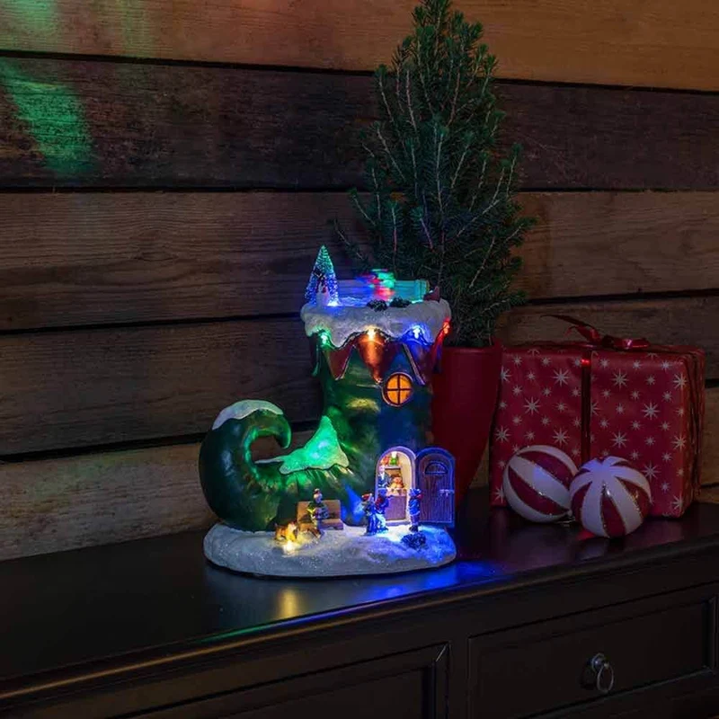 LED Weihnachtsstiefel Dekoleuchte mit Musik batteriebetrieben