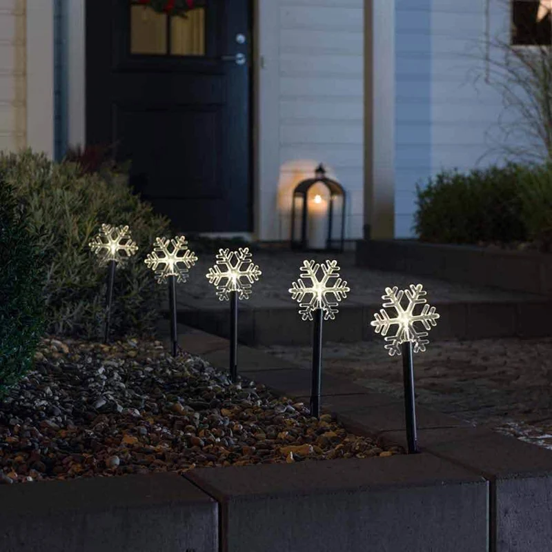 LED Spießleuchte mit 5 Schneeflocken Klar