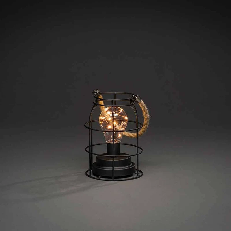 LED Dekoleuchte Metalllaterne mit 6h Timer Schwarz