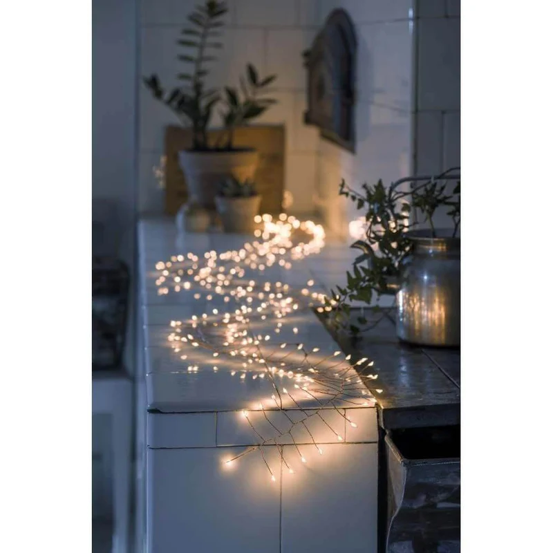 7m Micro LED Lichterkette Firecracker 200 bernsteinfarbene Dioden kupferfarbener Draht