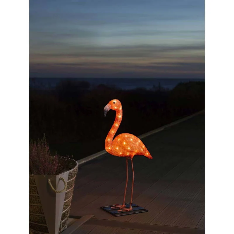 LED Acryl Flamingo klein 48 bernsteinfarbene Dioden IP44