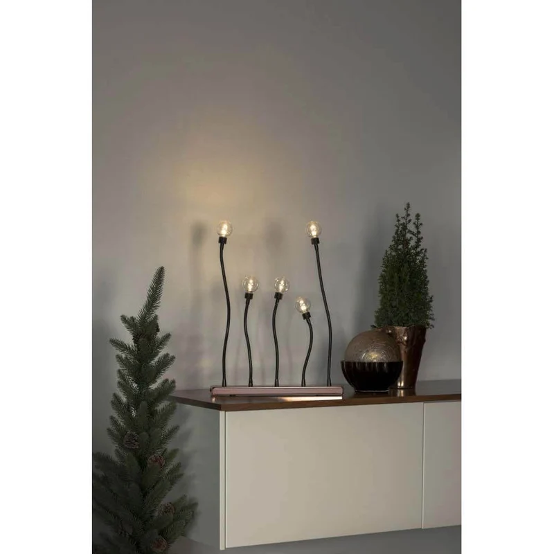LED Metallleuchter schwarz kupferfarben 2 LED's je Birne 10 warmweiße Dioden
