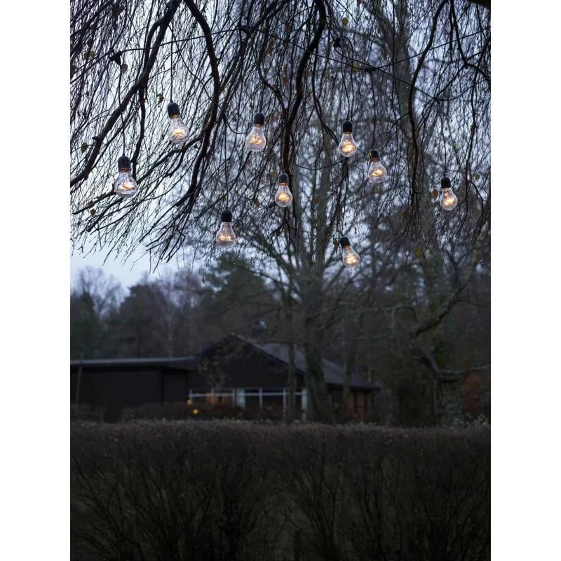 LED Lichtervorhang 10 klare Birnen 80 bernsteinfarbene Dioden IP44