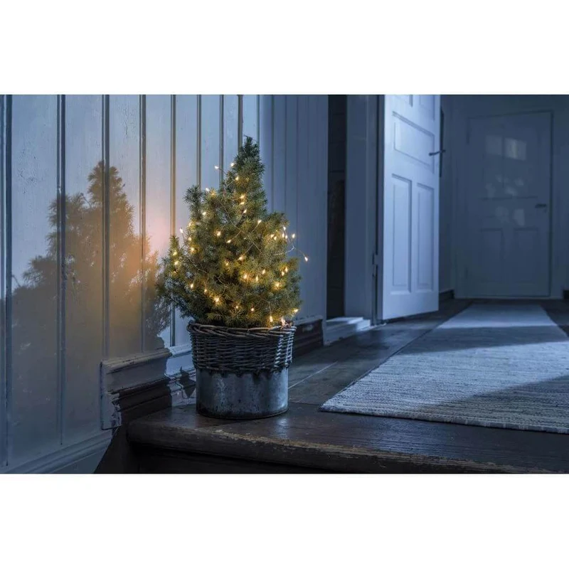 1,5m Micro LED Lichterkette Firecracker mit Timer 60 bernsteinfarbene Dioden batteriebetrieben