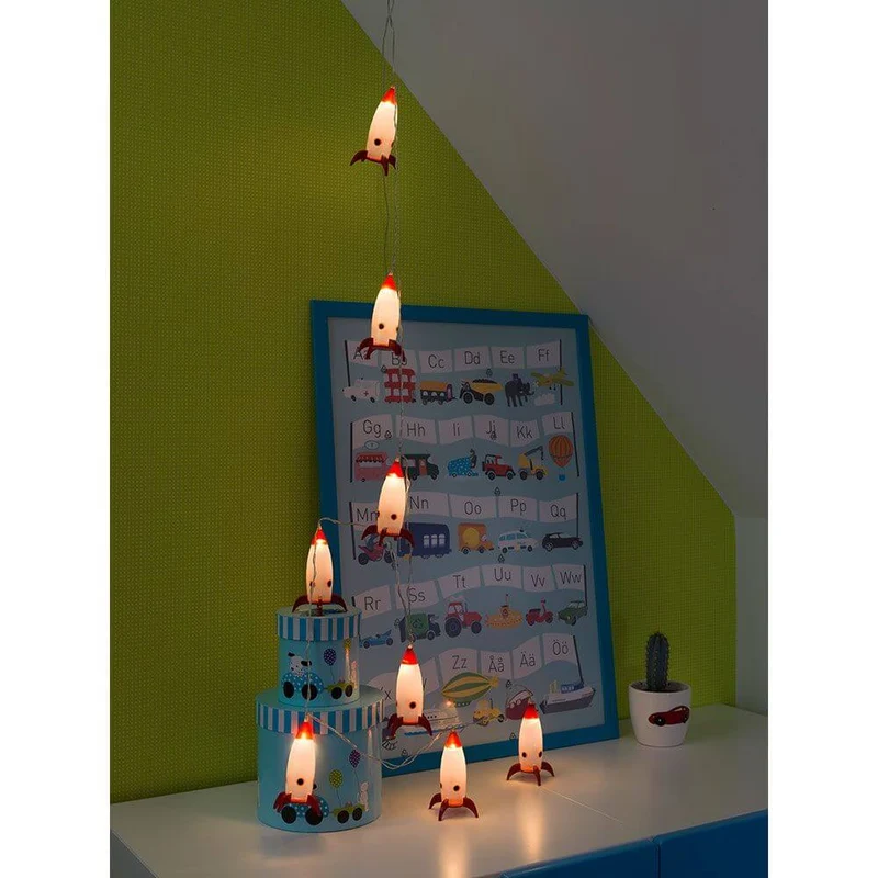 LED Dekolichterkette Raketen Maße: B: 8cm H: 11cm 8 Warmweiße Dioden