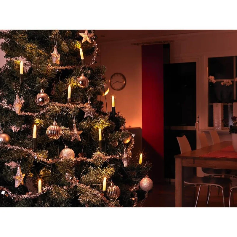 LED Baumkette Schaftkerzen 15 Warmweiße Dioden