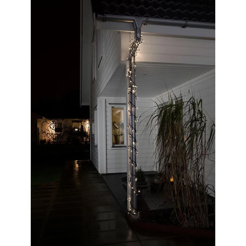 LED Lichterkette mit Lauflicht und verlängertem Steg: 4cm 120 Warmweiße Dioden IP44