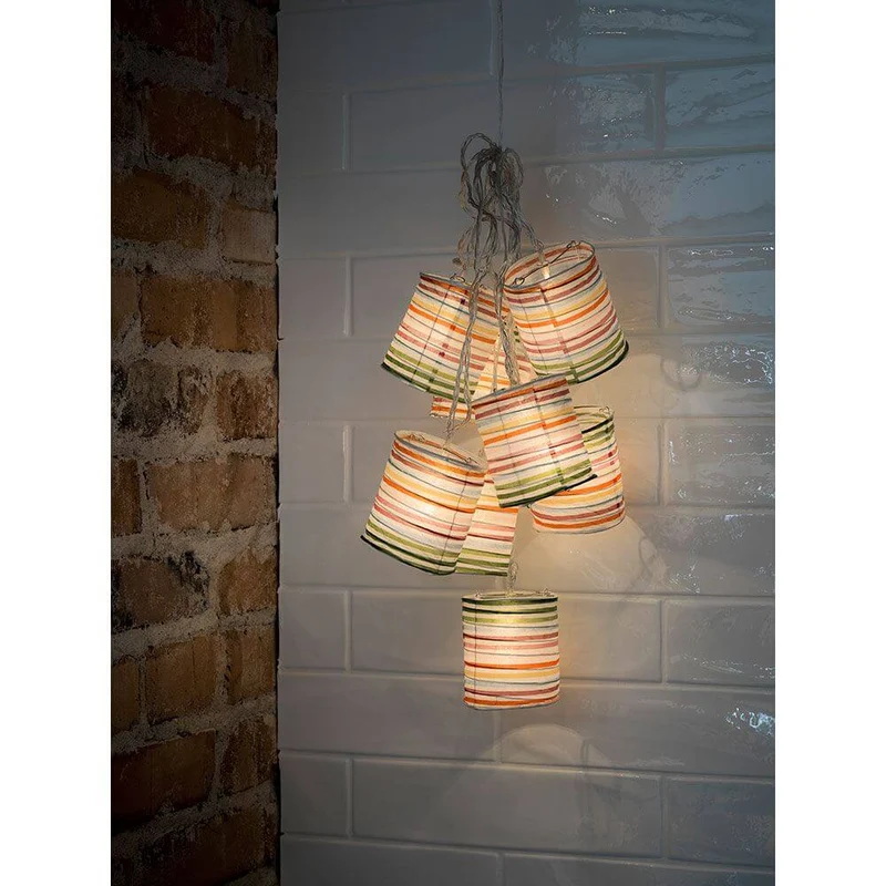 LED Dekolichterkette bunte Papierlaterne 16 Warmweiße Dioden