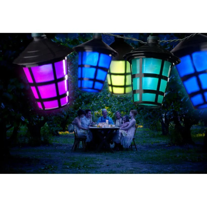 LED Lampion Lichterkette 20 bunten Laternen 20 Kaltweiße Dioden IP44