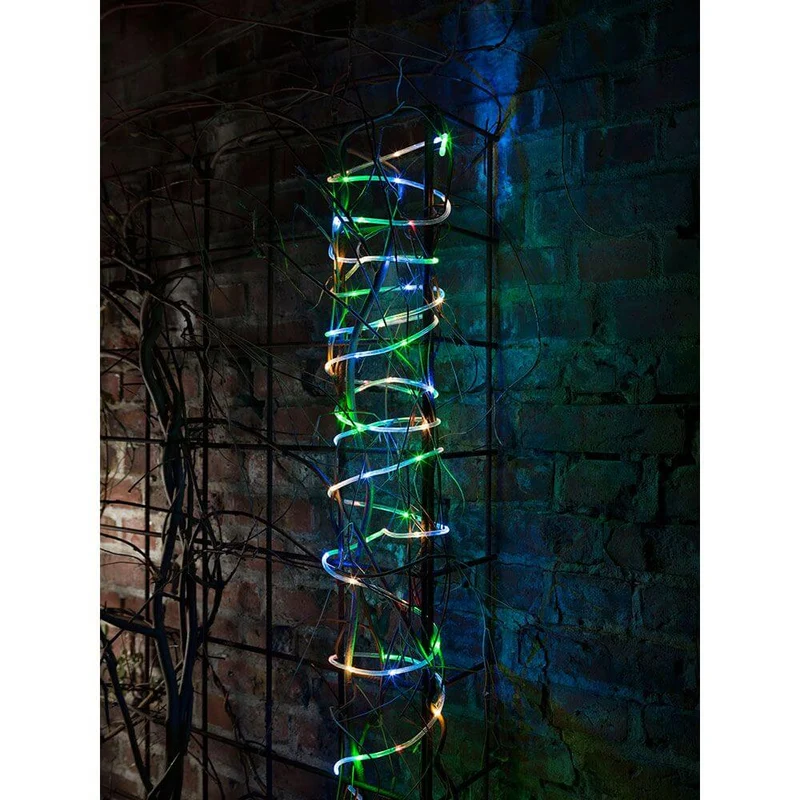 LED Mini Lichterschlauch 10m mit Lichtsensor Timer 130 bunte Dioden batteriebetrieben IP44